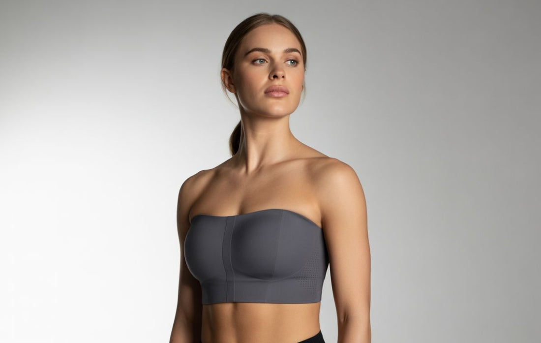 strapless sports bra with support designed for high impact workouts